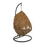 SALSA TROPIC Κρεμαστή Πολυθρόνα, Wicker Φυσικό, Μέταλλο Brown, Μαξιλάρι Μπεζ - Image 3