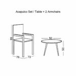 ACAPULCO Set Κήπου - Βεράντας: Τραπέζι + 2 Πολυθρόνες Μέταλλο Μαύρο / Rattan Μαύρο - Image 3