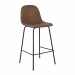 CELINA Σκαμπό BAR με Πλάτη, Κάθισμα Η.67cm, Μέταλλο Βαφή Μαύρο, Ύφασμα Suede Καφέ - Image 2