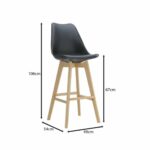 MARTIN Σκαμπό BAR Οξιά Φυσικό, Κάθισμα Η.67cm, PP-Pu Μαύρο, Μονταρισμένη Ταπετσαρία - Image 3