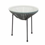 ACAPULCO Τραπεζάκι Μέταλλο Βαφή Μαύρο, Plastic Rattan Γκρι - Image 2