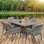 HAVANA Set Τραπεζαρία Κήπου ALU,Wicker Grey Brown-Ανθρακί: Τραπέζι 180x90 + 6 Πολυθρόνες - Image 2