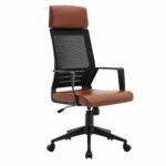 BF2500 Πολυθρόνα Γραφείου Διευθυντή Mesh Μαύρο - Pu Καφέ - Image 2