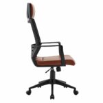 BF2500 Πολυθρόνα Γραφείου Διευθυντή Mesh Μαύρο - Pu Καφέ - Image 4