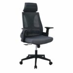 BF8750 Πολυθρόνα Γραφείου Διευθυντή, Mesh Γκρι, Ύφασμα Γκρι - Image 2