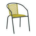 FUNKY Rattan Πολυθρόνα Κήπου - Βεράντας, Μέταλλο Βαφή Μαύρο, Κορδόνι PE Κίτρινο - Image 2