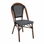 PARIS Καρέκλα Bistro Αλουμίνιο Καρυδί, Wicker Μαύρο - Άσπρο, Στοιβαζόμενη - Image 2
