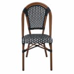 PARIS Καρέκλα Bistro Αλουμίνιο Καρυδί, Wicker Μαύρο - Άσπρο, Στοιβαζόμενη - Image 5