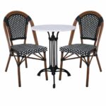 PARIS Καρέκλα Bistro Αλουμίνιο Καρυδί, Wicker Μαύρο - Άσπρο, Στοιβαζόμενη - Image 6