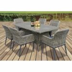 HAVANA Set Τραπεζαρία Κήπου ALU,Wicker Grey Brown-Ανθρακί: Τραπέζι 160x90 + 6 Πολυθρόνες - Image 2