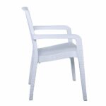 LORA Πολυθρόνα Κήπου Στοιβαζόμενη, PP (Rattan Look) Απόχρωση Άσπρο - Image 3