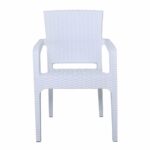 LORA Πολυθρόνα Κήπου Στοιβαζόμενη, PP (Rattan Look) Απόχρωση Άσπρο - Image 5
