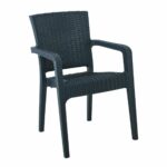 LORA Πολυθρόνα Κήπου Στοιβαζόμενη, PP (Rattan Look) Απόχρωση Ανθρακί - Image 2