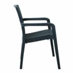 LORA Πολυθρόνα Κήπου Στοιβαζόμενη, PP (Rattan Look) Απόχρωση Ανθρακί - Image 3