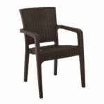 LORA Πολυθρόνα Κήπου Στοιβαζόμενη, PP (Rattan Look) Απόχρωση Καφέ Σκούρο - Image 2