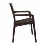 LORA Πολυθρόνα Κήπου Στοιβαζόμενη, PP (Rattan Look) Απόχρωση Καφέ Σκούρο - Image 3