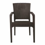 LORA Πολυθρόνα Κήπου Στοιβαζόμενη, PP (Rattan Look) Απόχρωση Καφέ Σκούρο - Image 4