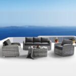 BELMAR Living Set Σαλόνι Κήπου ALU:3Θέσ+2 Πολυθρόνες+Τραπέζι Wicker GreyWhite, Μαξ.Γκρι Σκ. - Image 2