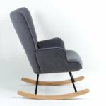 ALMA Rocking Πολυθρόνα Μπερζέρα Καθιστικού, Ύφασμα Velure Γκρι, Βάση Μαύρο-Φυσικό - Image 3