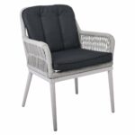 ALLEY Πολυθρόνα Τραπεζαρίας Κήπου ALU, Rope Grey 6mm, Μαξιλάρια Ανθρακί - Image 2