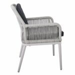 ALLEY Πολυθρόνα Τραπεζαρίας Κήπου ALU, Rope Grey 6mm, Μαξιλάρια Ανθρακί - Image 3