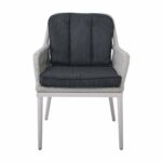 ALLEY Πολυθρόνα Τραπεζαρίας Κήπου ALU, Rope Grey 6mm, Μαξιλάρια Ανθρακί - Image 5