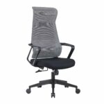 BF2990  Πολυθρόνα Γραφείου Διευθυντή, Mesh Γκρι, Ύφασμα Μαύρο - Image 2