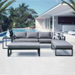 ORBEA Set Καθιστικό Κήπου ALU Ανθρακί, Καναπές 4Θ+2 Πάγκοι+ Τραπέζι, Μαξιλάρι Γκρι Σκούρο - Image 2