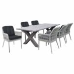 ALLEY Set Τραπεζαρία Κήπου ALU & Rope Grey-Μαξιλ.Ανθρακί: Τραπέζι 180x94 + 6 Πολυθρόνες - Image 2