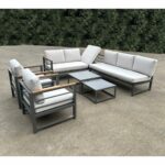 MARILIAN Set Σαλόνι Κήπου, Πολυμορφικό 6τεμ, Μέταλλο Βαφή Ανθρακί, Μαξιλάρια Γκρι - Image 3