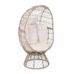 CROWN Πολυθρόνα Egg, Wicker Μπεζ, Μαξιλάρι Άσπρο - Image 2