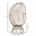 CROWN Πολυθρόνα Egg, Wicker Μπεζ, Μαξιλάρι Άσπρο - Image 3