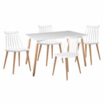 LAVIDA-ART Τραπεζαρία: Τραπέζι 120x80 Οξιά/MDF + 4 Καρέκλες Μέταλλο Βαφή Φυσικό PP Άσπρο - Image 2