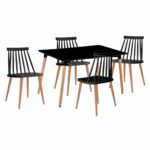 LAVIDA-ART Τραπεζαρία: Τραπέζι 120x80 Οξιά/MDF + 4 Καρέκλες Μέταλλο Βαφή Φυσικό PP Μαύρο - Image 2