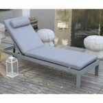 SUNLOUNGER Μαξιλάρι Ξαπλώστρας με Προσκέφαλο, Ύφασμα Water Repellent Γκρι, Φερμουάρ - Image 4