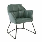 POLLY Πολυθρόνα Μέταλλο Βαφή Μαύρο, Ύφασμα Suede Olive Green - Image 2