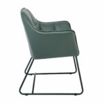 POLLY Πολυθρόνα Μέταλλο Βαφή Μαύρο, Ύφασμα Suede Olive Green - Image 3