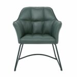 POLLY Πολυθρόνα Μέταλλο Βαφή Μαύρο, Ύφασμα Suede Olive Green - Image 5