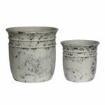 FLOWER POT-15 Set 2 τεμαχίων, Cement Απόχρωση Antique White - Image 2