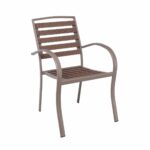 SERRANO Πολυθρόνα Κήπου Μέταλλο Βαφή Sand Beige, Polywood Καρυδί, Στοιβαζόμενη - Image 2