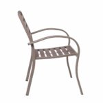SERRANO Πολυθρόνα Κήπου Μέταλλο Βαφή Sand Beige, Polywood Καρυδί, Στοιβαζόμενη - Image 3
