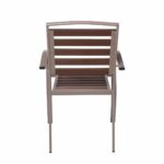 SERRANO Πολυθρόνα Κήπου Μέταλλο Βαφή Sand Beige, Polywood Καρυδί, Στοιβαζόμενη - Image 4
