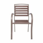 SERRANO Πολυθρόνα Κήπου Μέταλλο Βαφή Sand Beige, Polywood Καρυδί, Στοιβαζόμενη - Image 5