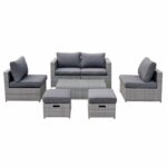 BALI Set Μέταλλο - Wicker: Τραπέζι+ 2θ Καναπέ+ 2 Σκαμπό+ 2 καθίσματα, Απόχρωση Γκρι - Image 2