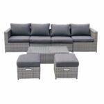 BALI Set Μέταλλο - Wicker: Τραπέζι+ 2θ Καναπέ+ 2 Σκαμπό+ 2 καθίσματα, Απόχρωση Γκρι - Image 3