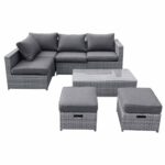 BALI Set Μέταλλο - Wicker: Τραπέζι+ 2θ Καναπέ+ 2 Σκαμπό+ 2 καθίσματα, Απόχρωση Γκρι - Image 4