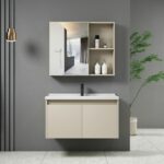 IDEA-1 Set Έπιπλο Κρεμαστό Μπάνιου Cream, Καθρέπτης + Πάγκος με Νιπτήρα και Μπαταρία - Image 2