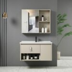 IDEA-2 Set Έπιπλο Κρεμαστό Μπάνιου Cream, Καθρέπτης + Πάγκος με Νιπτήρα και Μπαταρία - Image 2
