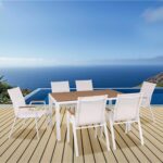 VIRNA Set Τραπεζαρία: Τραπέζι + 6 Πολυθρόνες, Μέταλλο Βαφή Άσπρο, Polywood Φυσικό - Image 2