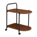 TROLLEY - Βοηθητικό Τραπεζάκι Μέταλλο Βαφή Μαύρο, MDF with PVC Απόχρωση Καρυδί - Image 2